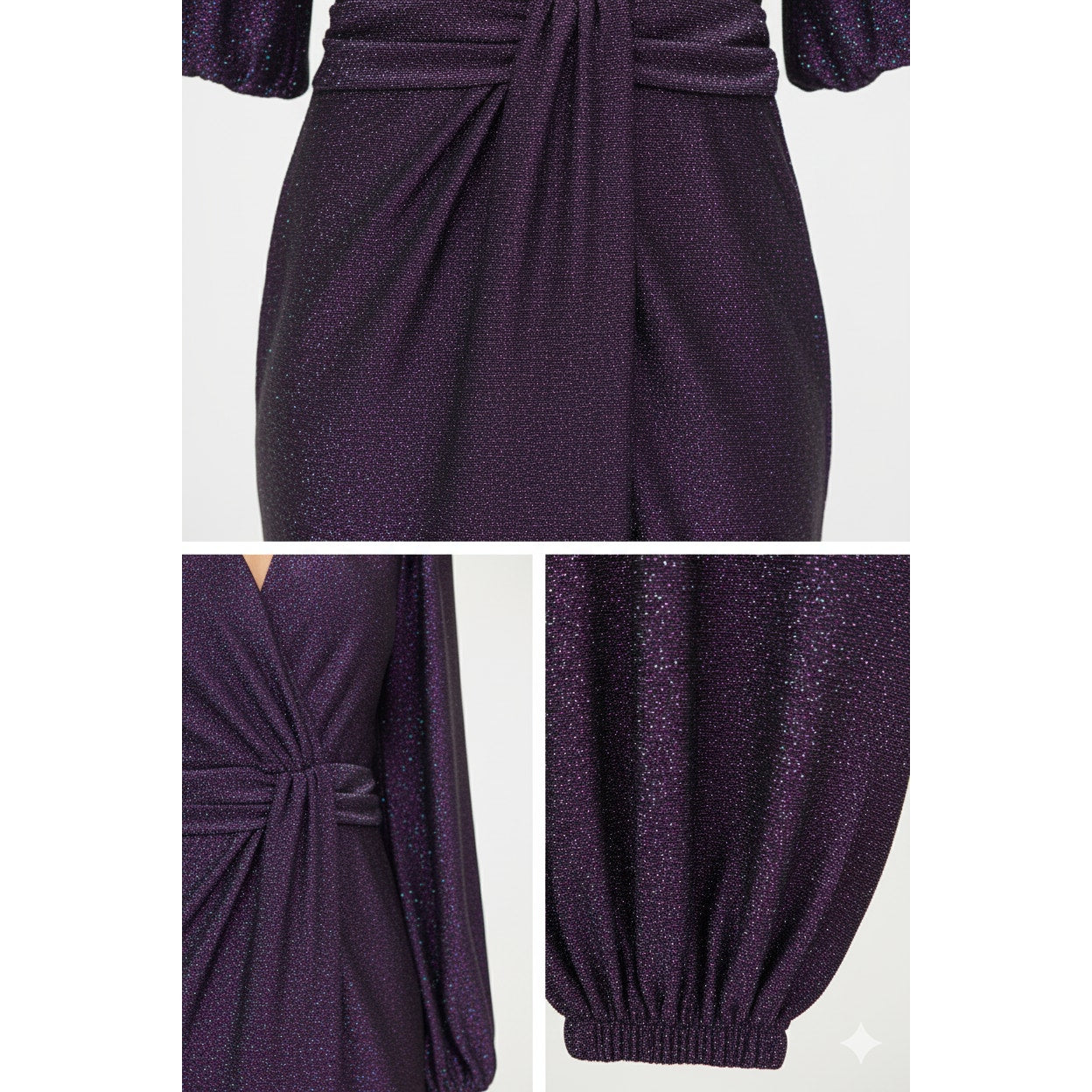 Saylor Holliday Purple Metallic Faux Wrap Mini Dress | Women's M