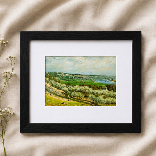 Terrace at Saint-Germain, Spring by Sisley | Impressionist Seine Framed Print