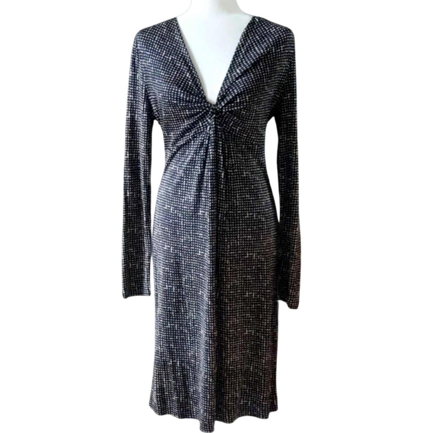 100% Silk Jersey Dress | Black & White Dot Print | Women's M