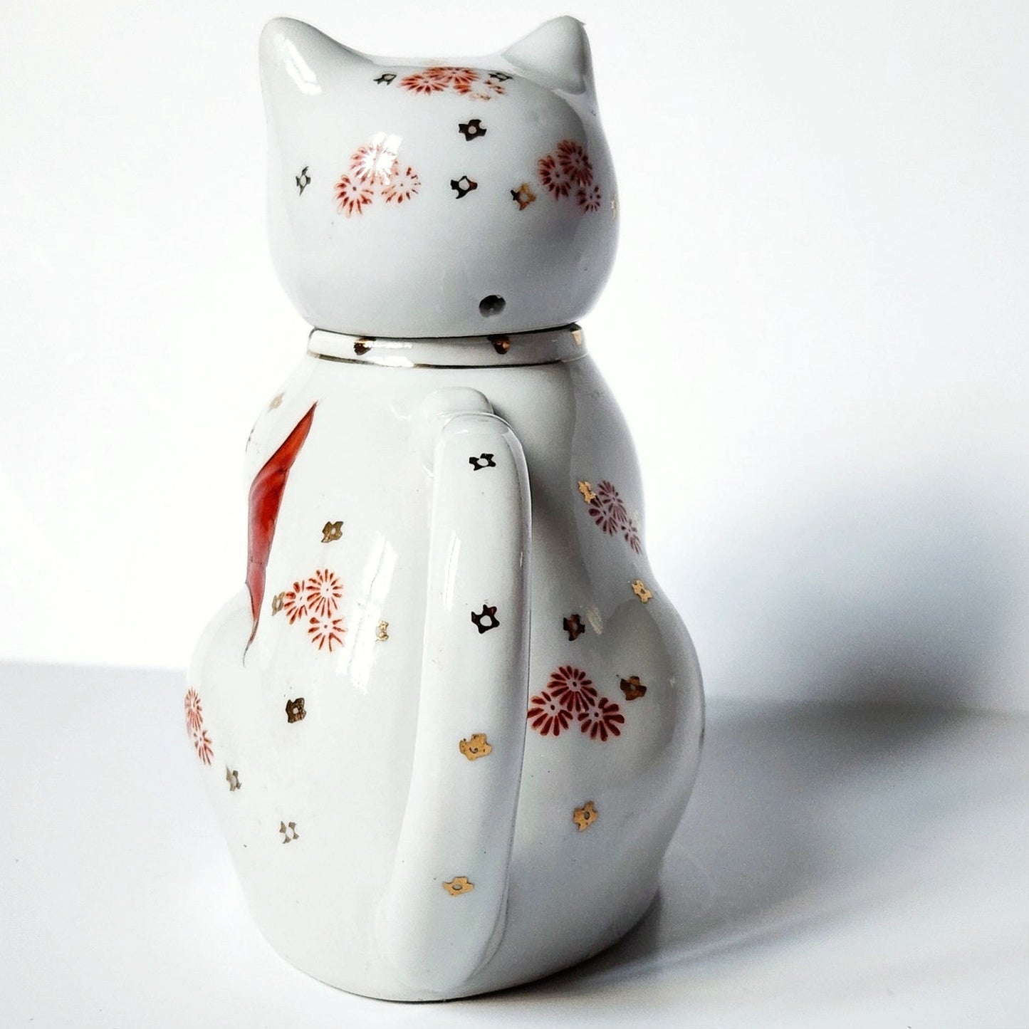 Vintage Cat & Koi Porcelain Teapot