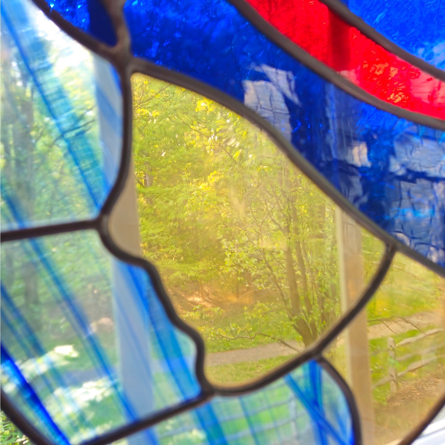 Vintage Art Deco Style Stained Glass Lady Window Hanging