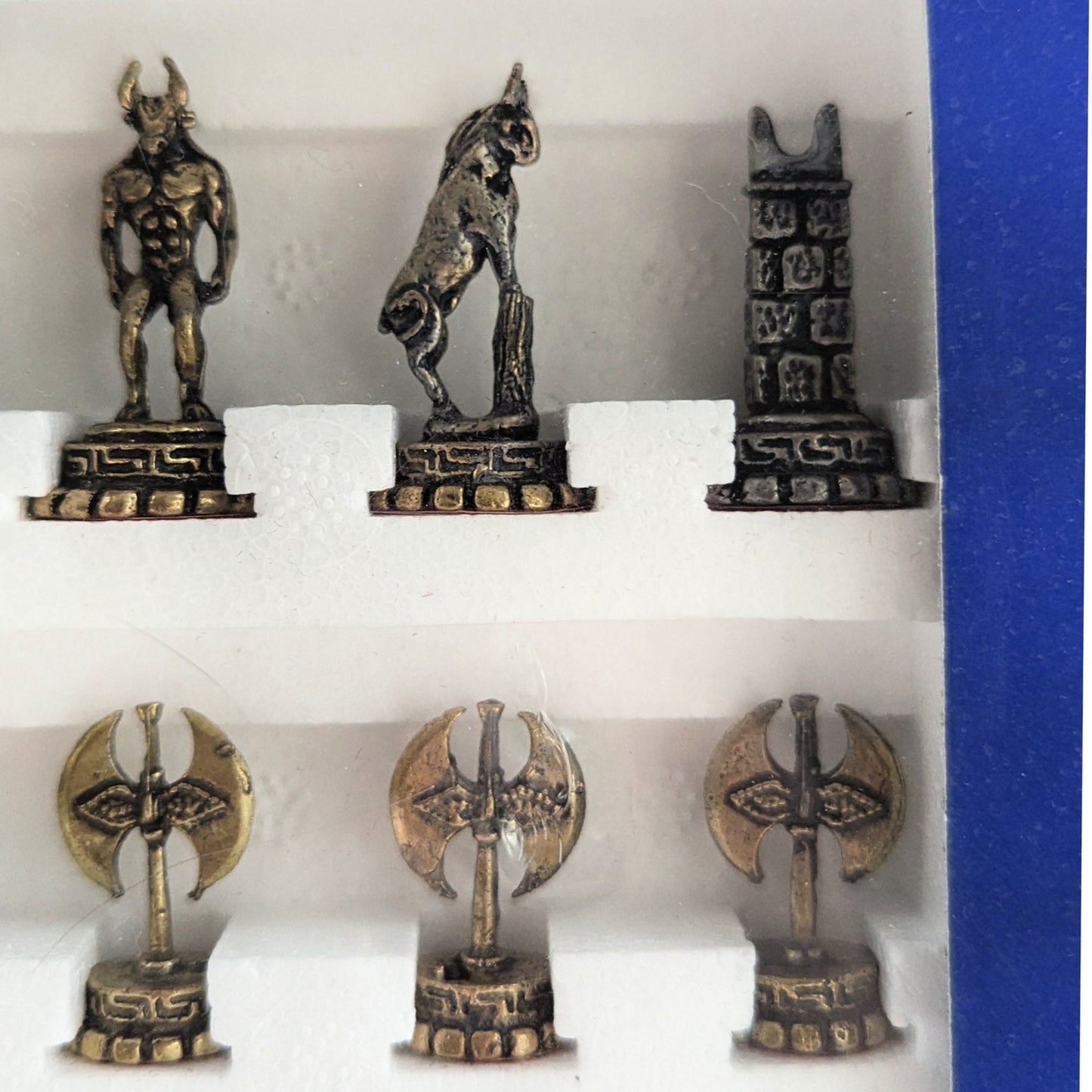 Vintage Forma Greek Mythology Chess Set – Never Opened – Brass & Pewter Pieces 1.5"–2.25" – Collectible Home Display