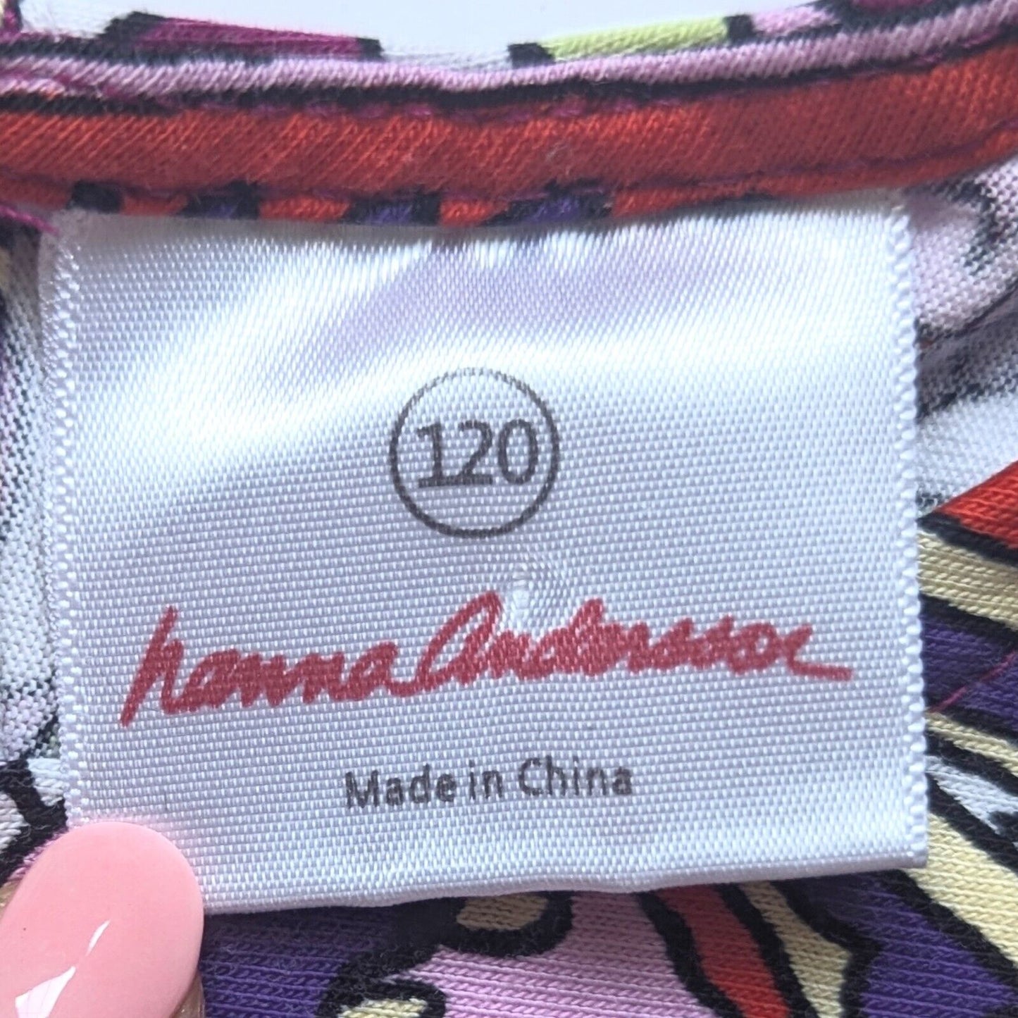 Hanna Andersson Girls Mod Paisley Long Sleeve Dress | Size 120 (6–7) | Retro Red Purple Green | Cotton