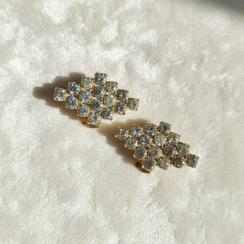 Mid-Century Bluette Rhinestone Shoe Clips | Made in France | Sparkling Crystal Cluster Shoe Ornaments