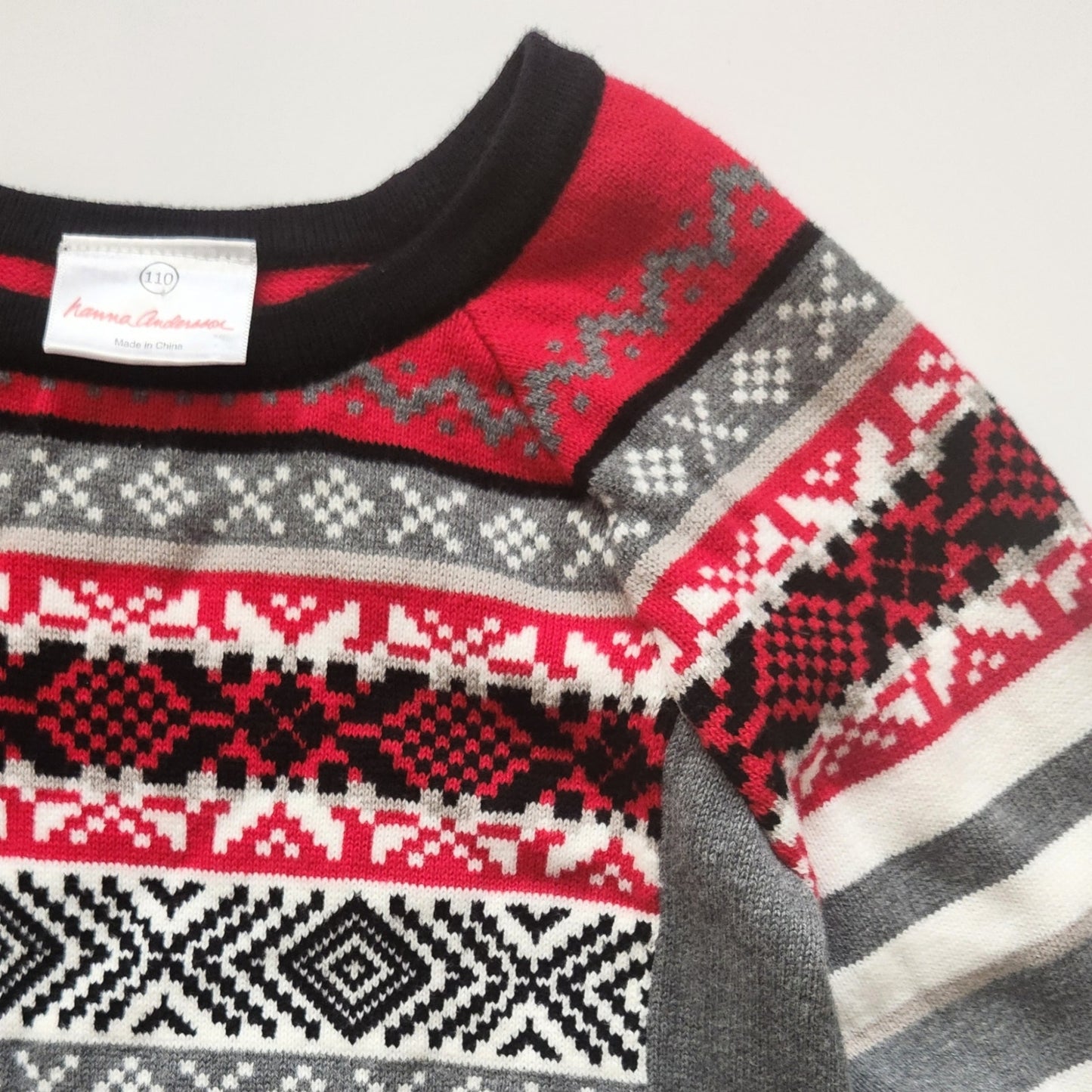 Hanna Andersson Snow & Tell Fair Isle Sweater Dress Grey Multi | Girls Size 5 | 110 cm