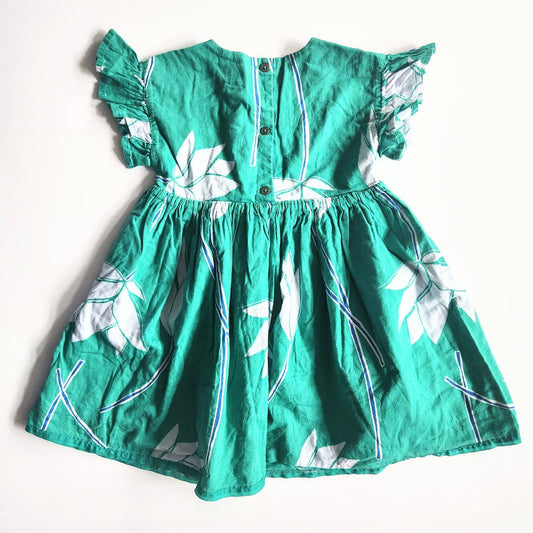 Tea Collection Green Floral Ruffle Sleeve Dress Size 3T