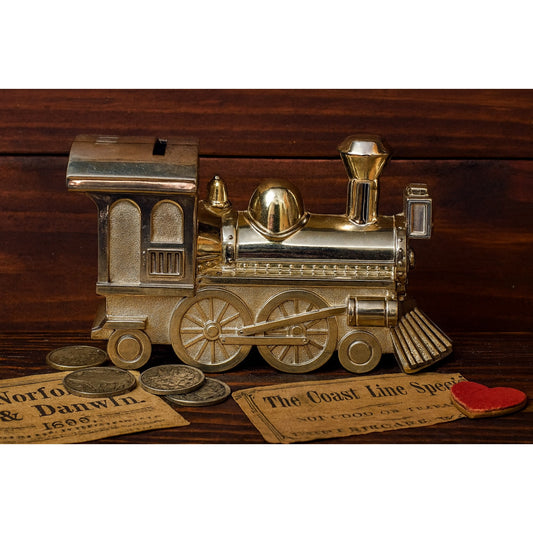 Things Remembered Vintage 1990s Silverplate Train Coin Bank – Personalized “Dan” Steam Locomotive Piggy Bank – Collectible Home Kids Room Decor Gift