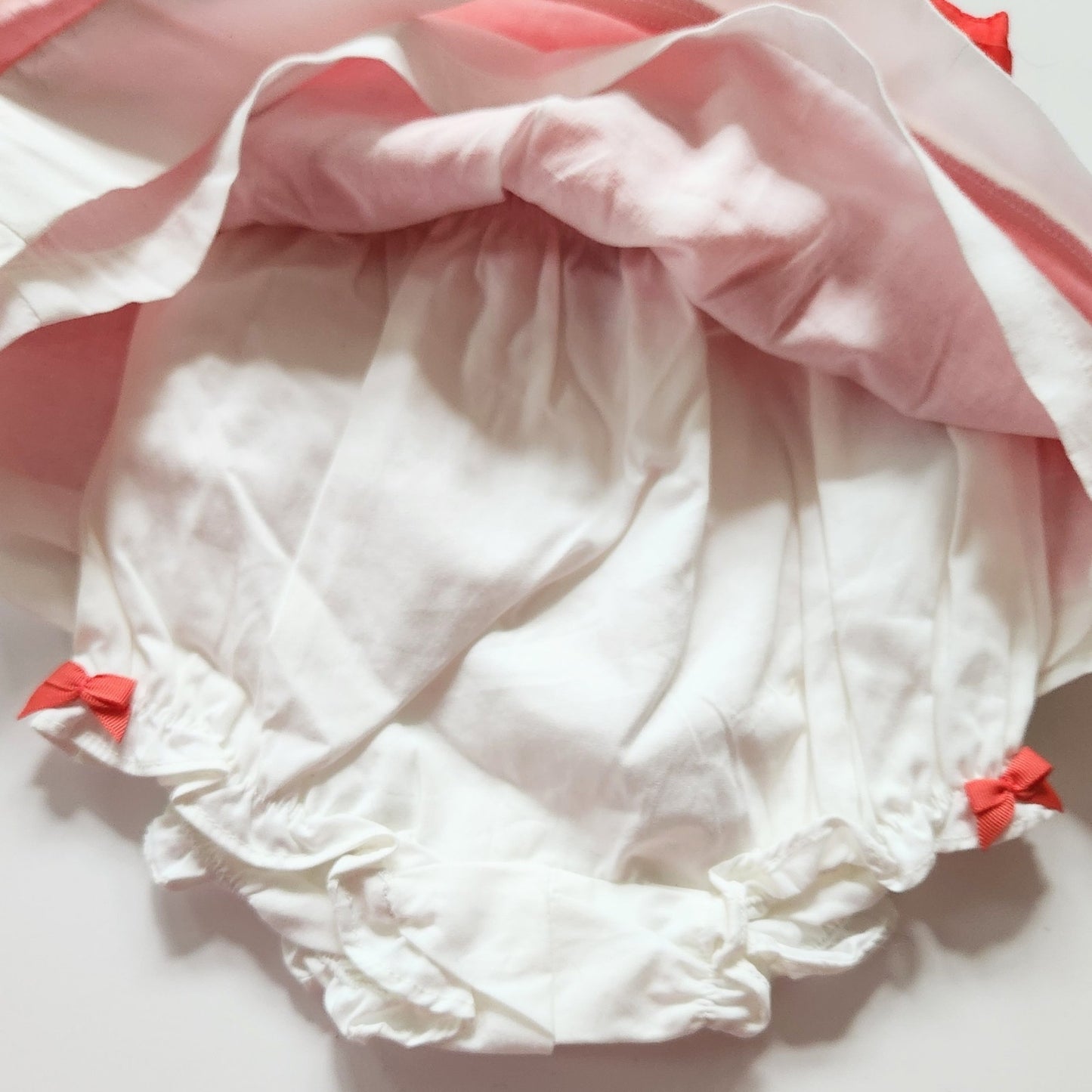 ✨ Janie and Jack Coral & Peach Batiste Baby Dress w/ Bow + Bloomers | Size 6-12M | NWT