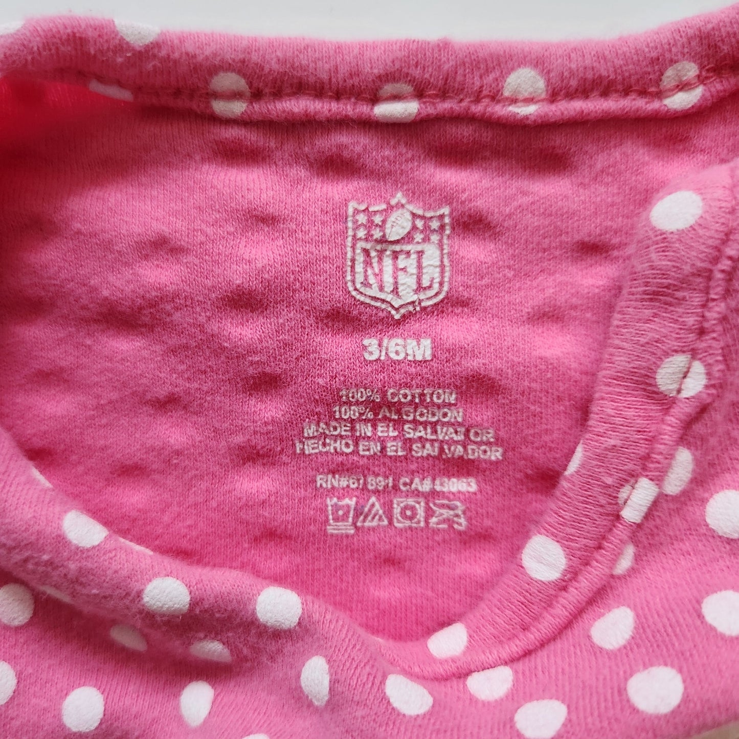 NFL Philadelphia Eagles Baby Girl Romper Pink Polka Dot Ruffle | 3-6 Months