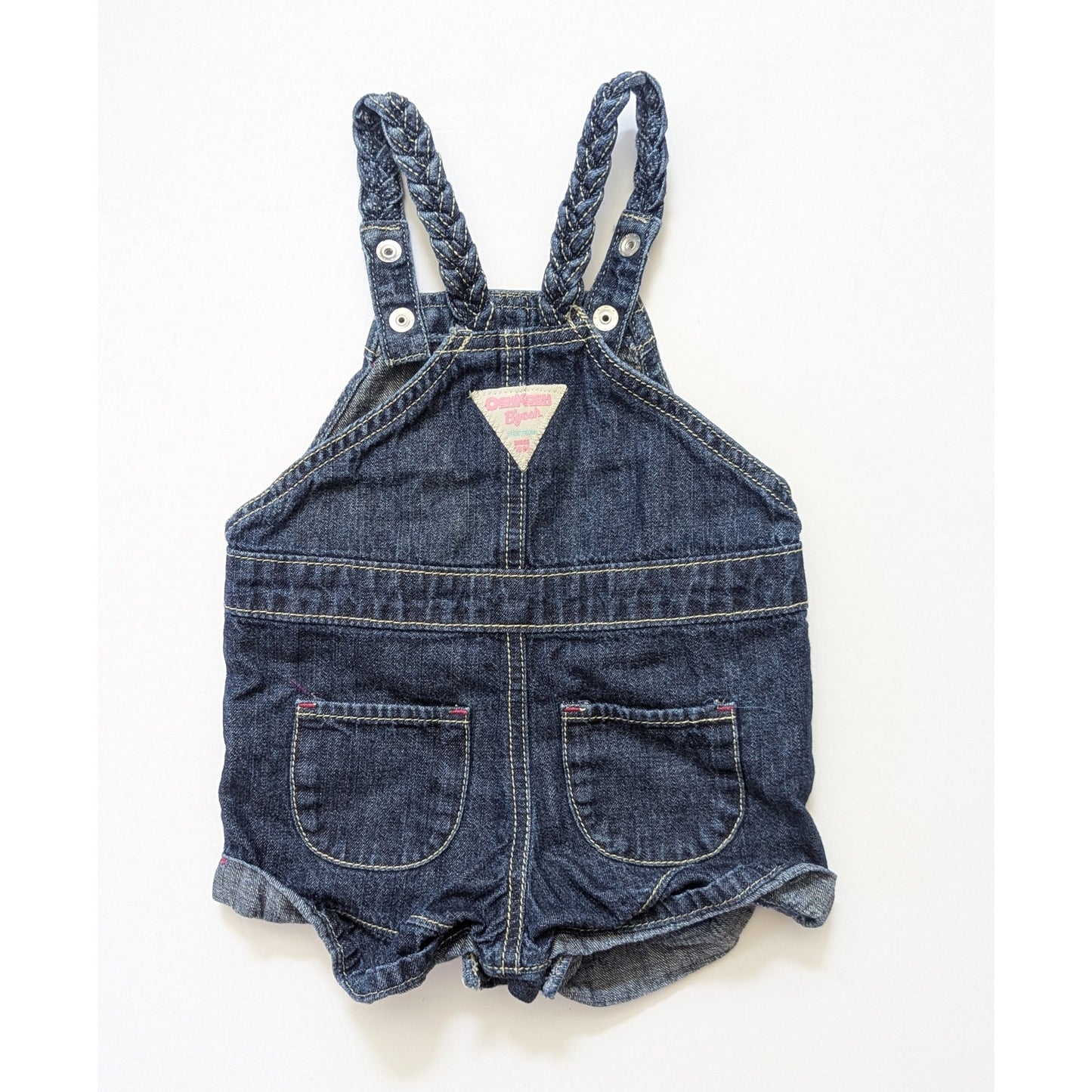 OshKosh B’gosh Rainbow Vestbak Denim Jean Boho Shortalls | Unisex Baby 12 Months