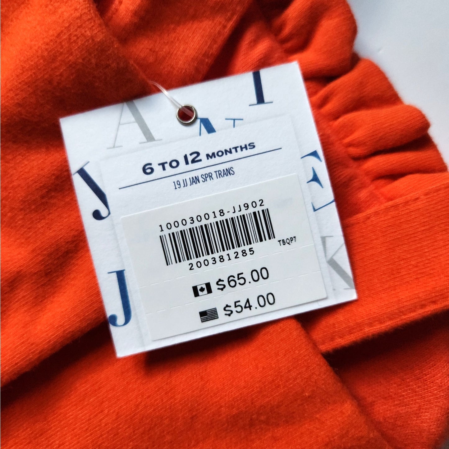 Orange Ruffle Strap Romper | 6–12 Months | NWT