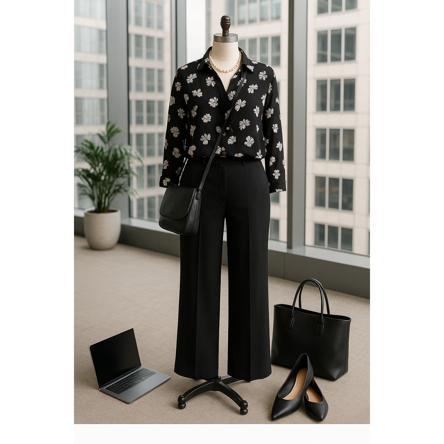 Maeve Anthropologie Emory Bow Print Blouse Black White Floral Button Down Top | Women's Size 0