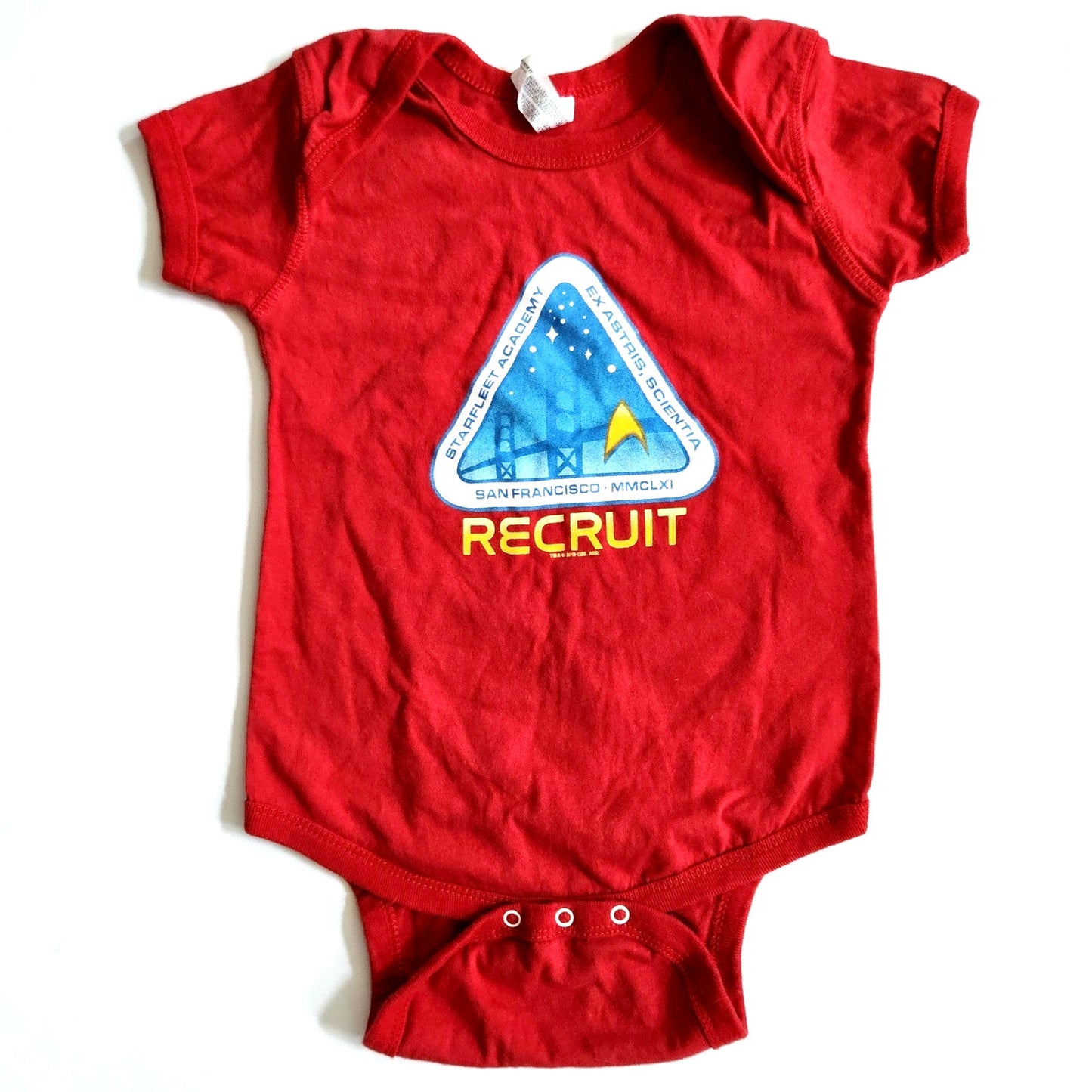 Rabbit Skins Baby Bodysuit | NASA Starfleet Academy Graphic | Red | Size 24 M