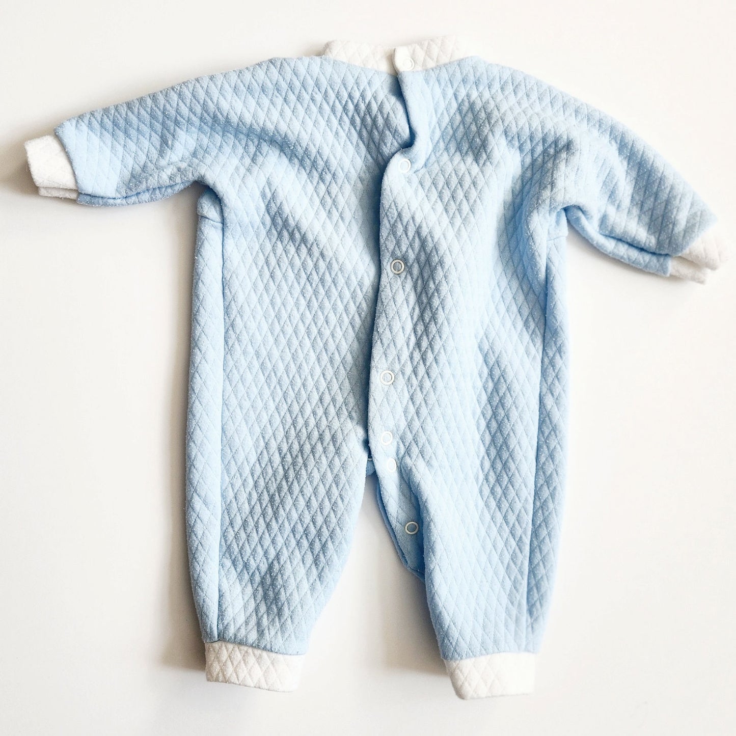 Vintage 1980s LéRoi Kov.R.Alls Blue Quilted Baby Sleeper | Teddy Bear & Duck Embroidery | Size 0-3 Months | Made in USA