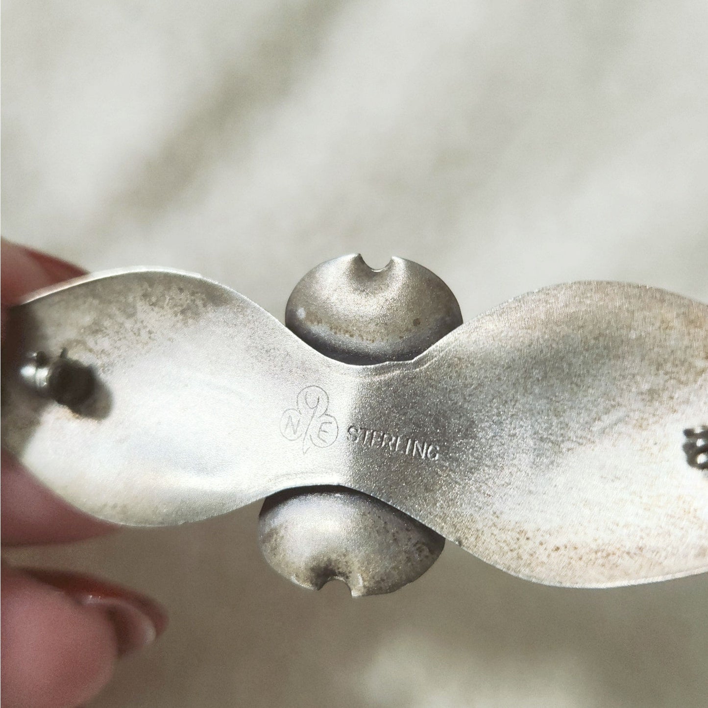 1940s Sterling Silver Dogwood Brooch | Handwrought Signed Silver Floral Pin