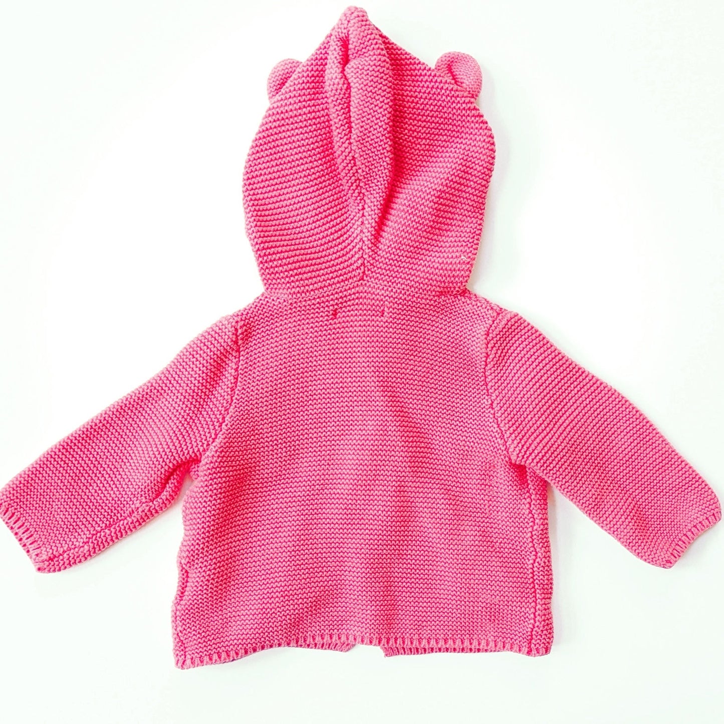 Baby Gap Baby Bear Cardigan Sz 3-6 mos | 58-69 cm Pink Cotton Knit Hooded Ears