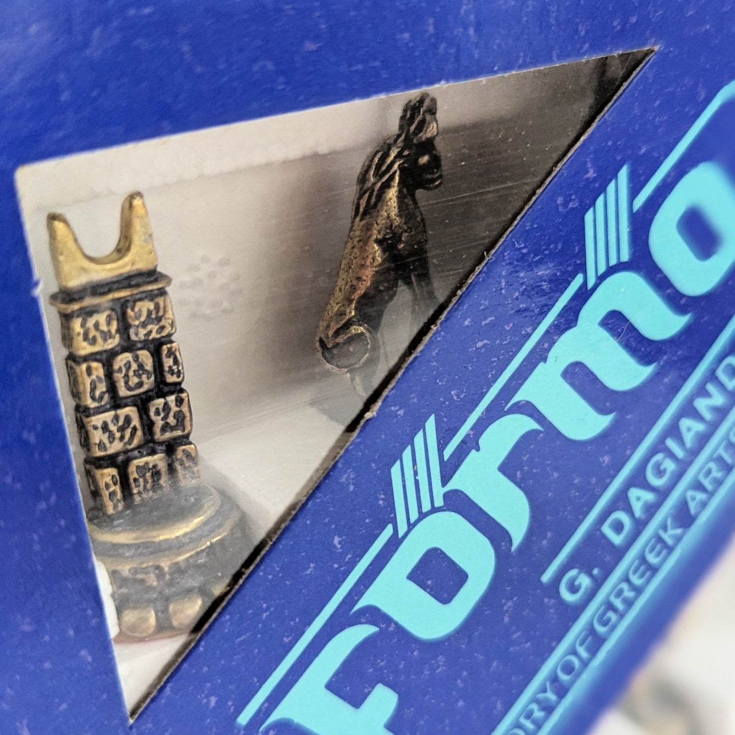 Vintage Forma Greek Mythology Chess Set – Never Opened – Brass & Pewter Pieces 1.5"–2.25" – Collectible Home Display