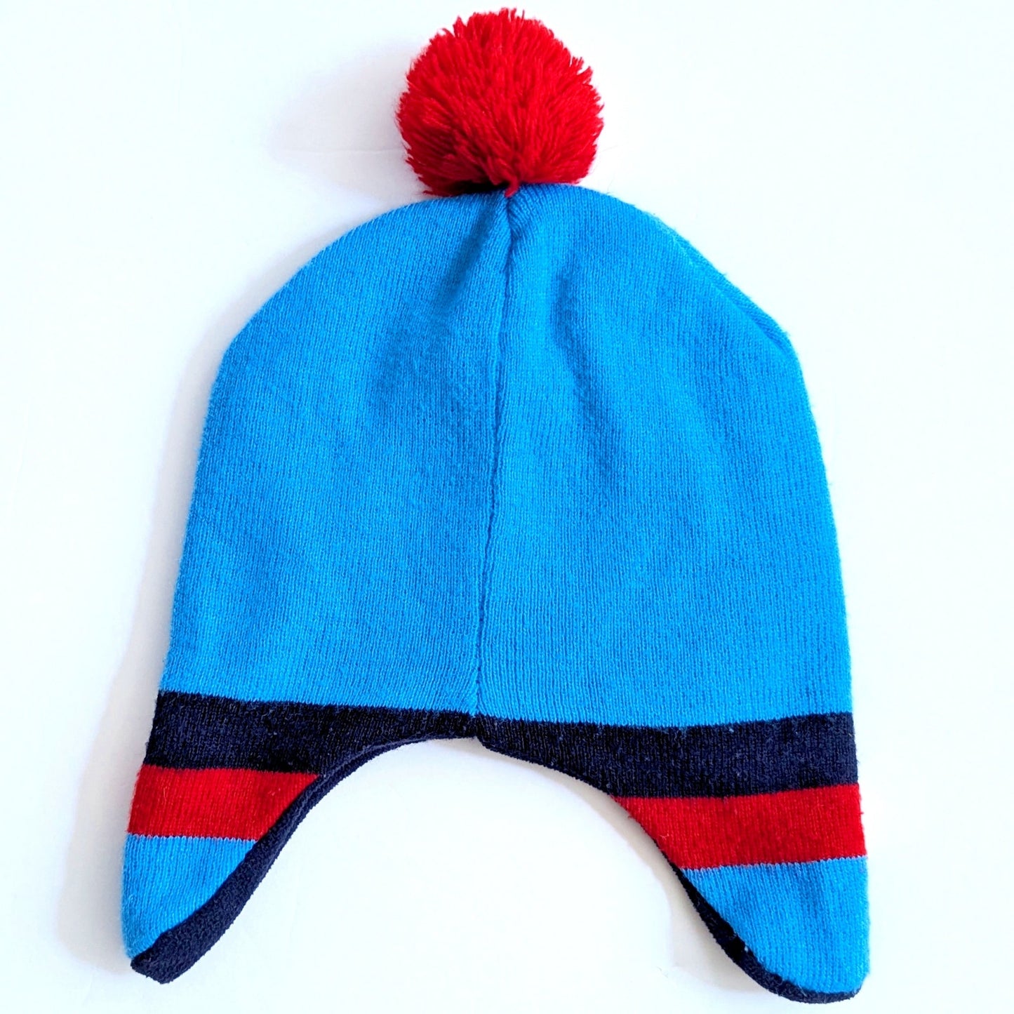 Thomas & Friends Toddler Beanie Hat | Blue Red Pom Pom Fleece Lined | Winter Snow Gear