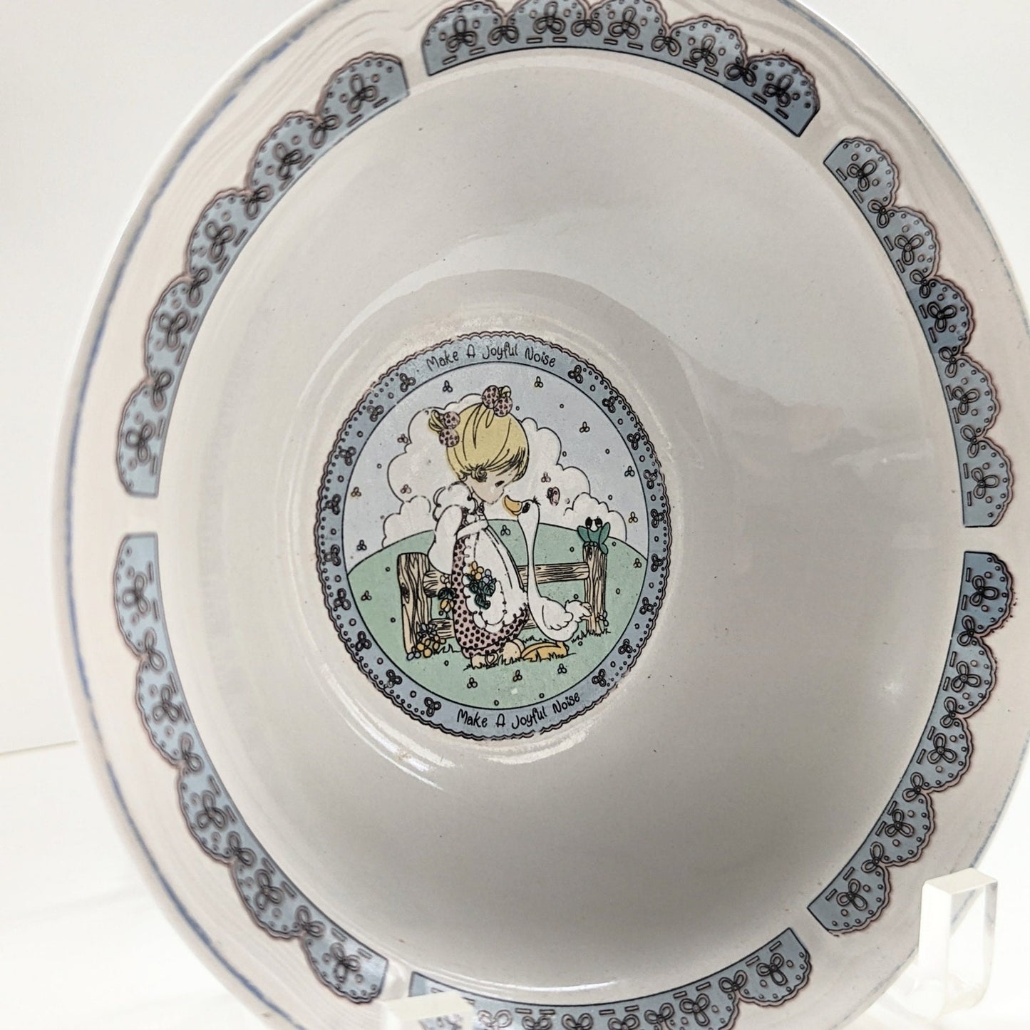 Vintage 1992 Precious Moments “Make a Joyful Noise” Bowls – 7” Wide Ceramic Collectible Home Tableware