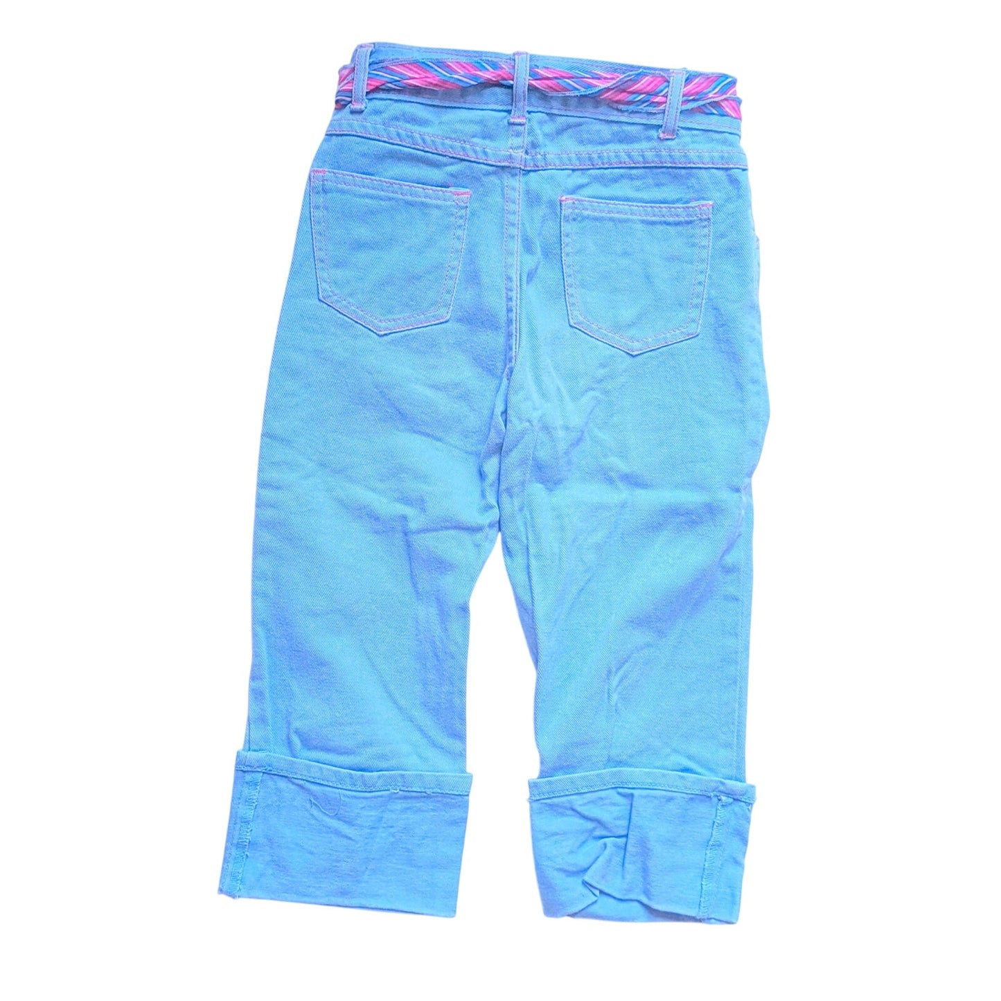 Vintage 2005 Disney Herbie Fully Loaded Pants | Girls 7/8 | Blue Cuffed Love Bug Flower Power Scarf Belt