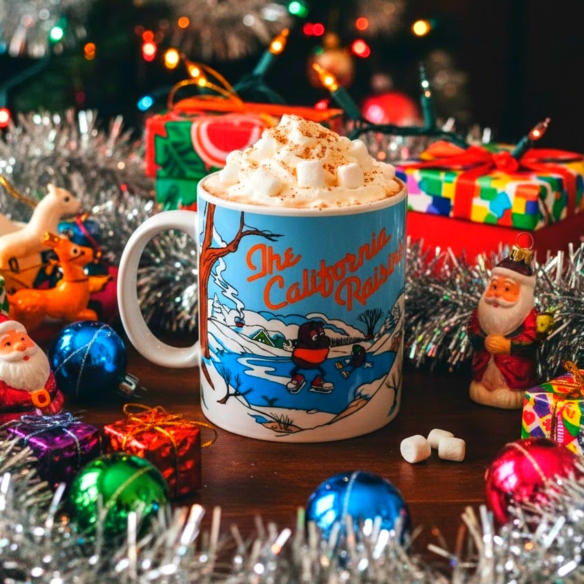 Applause The California Raisins Vintage 1988 Winter Snow Sledding Coffee Mug