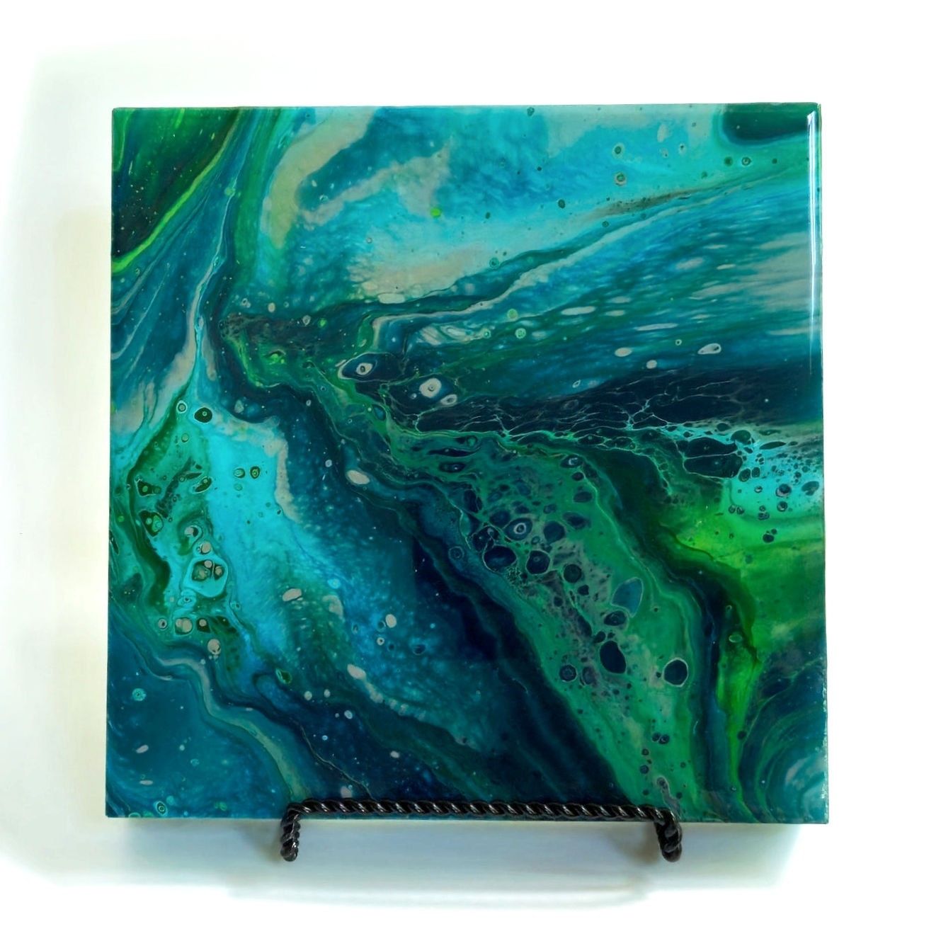 Original Hand-Poured Acrylic Abstract Painting on Canvas