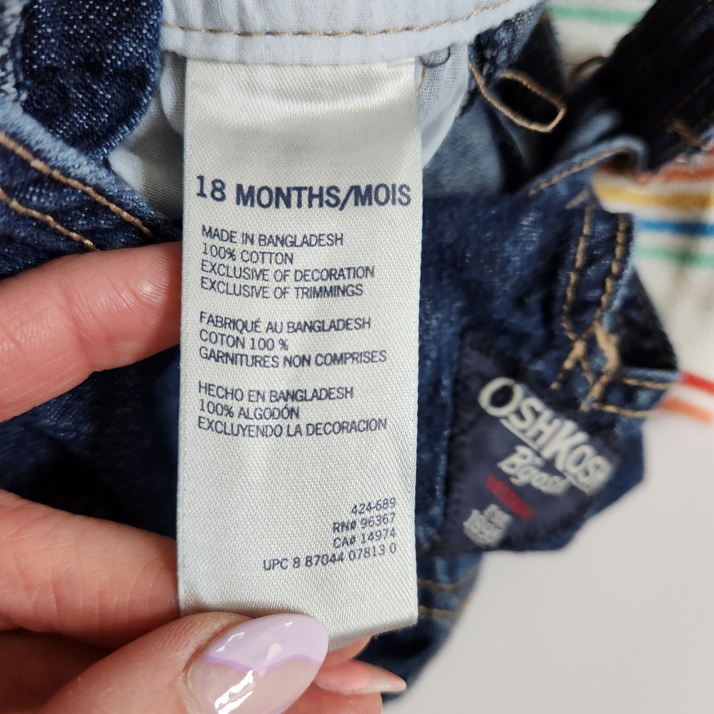 Toddler Outfit Old Navy Rainbow T-shirt & Oshkosh B'gosh Overalls Size 18-24 Mos