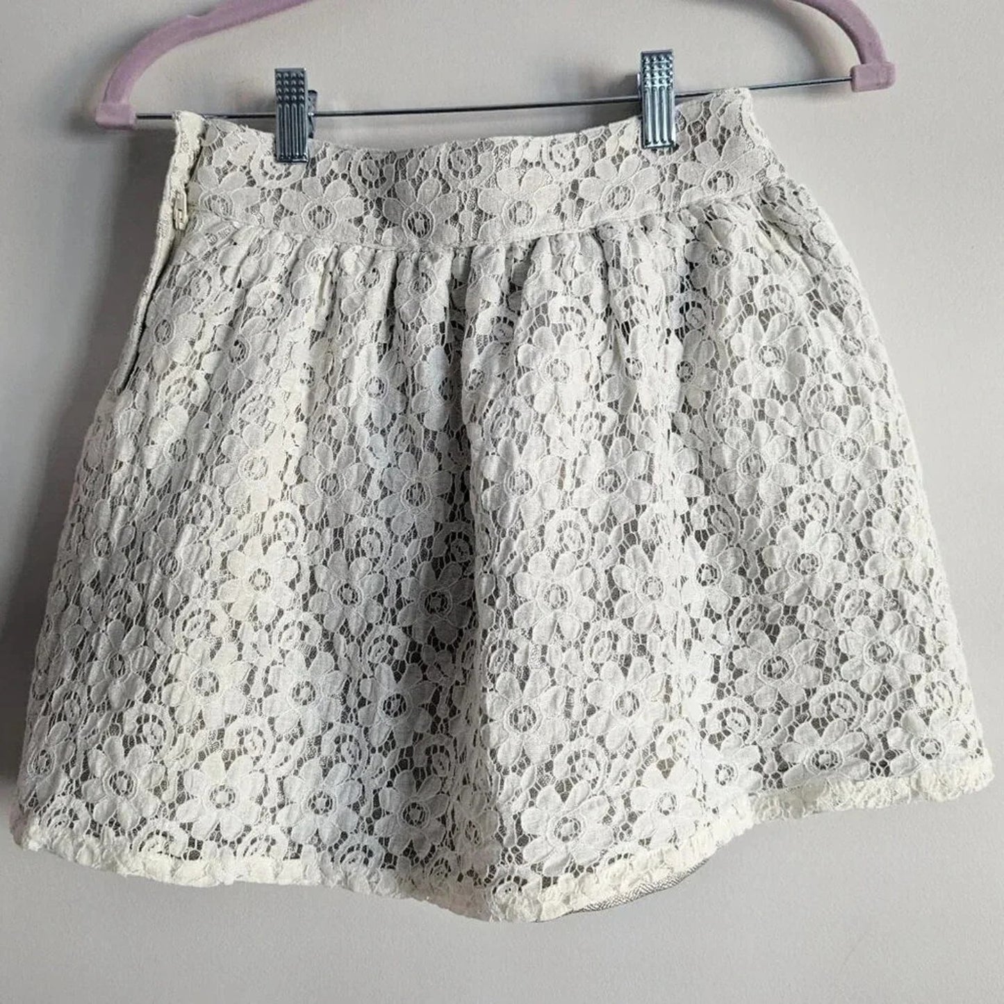 Brooks Brothers Red Fleece Girls Ivory Lace Metallic Adjustable Skirt | Size 12