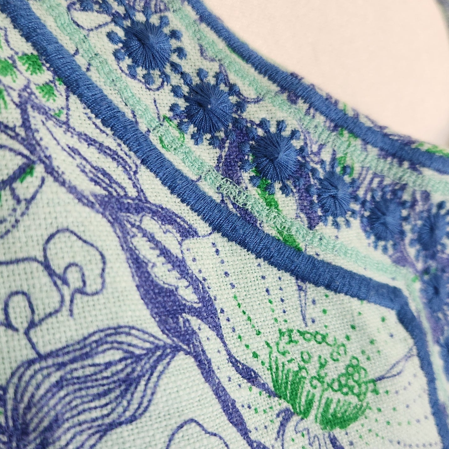 Vineyard Vines Linen Cordia Floral Embroidered Tunic Dress Wintermint Women's Size 4