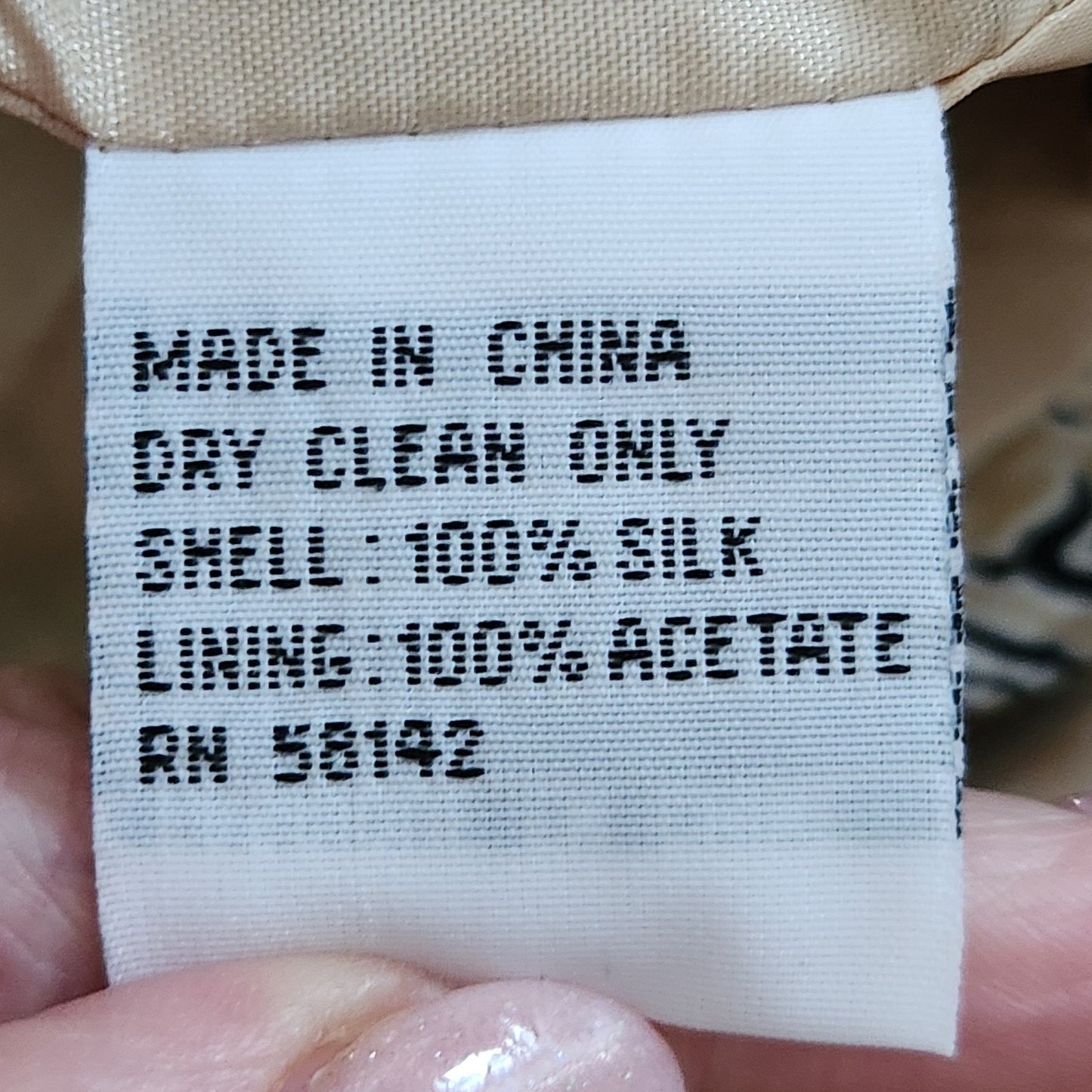 Talbots 100% Silk Sheath Dress – Asian Motif Beige & Black Women's Size 10