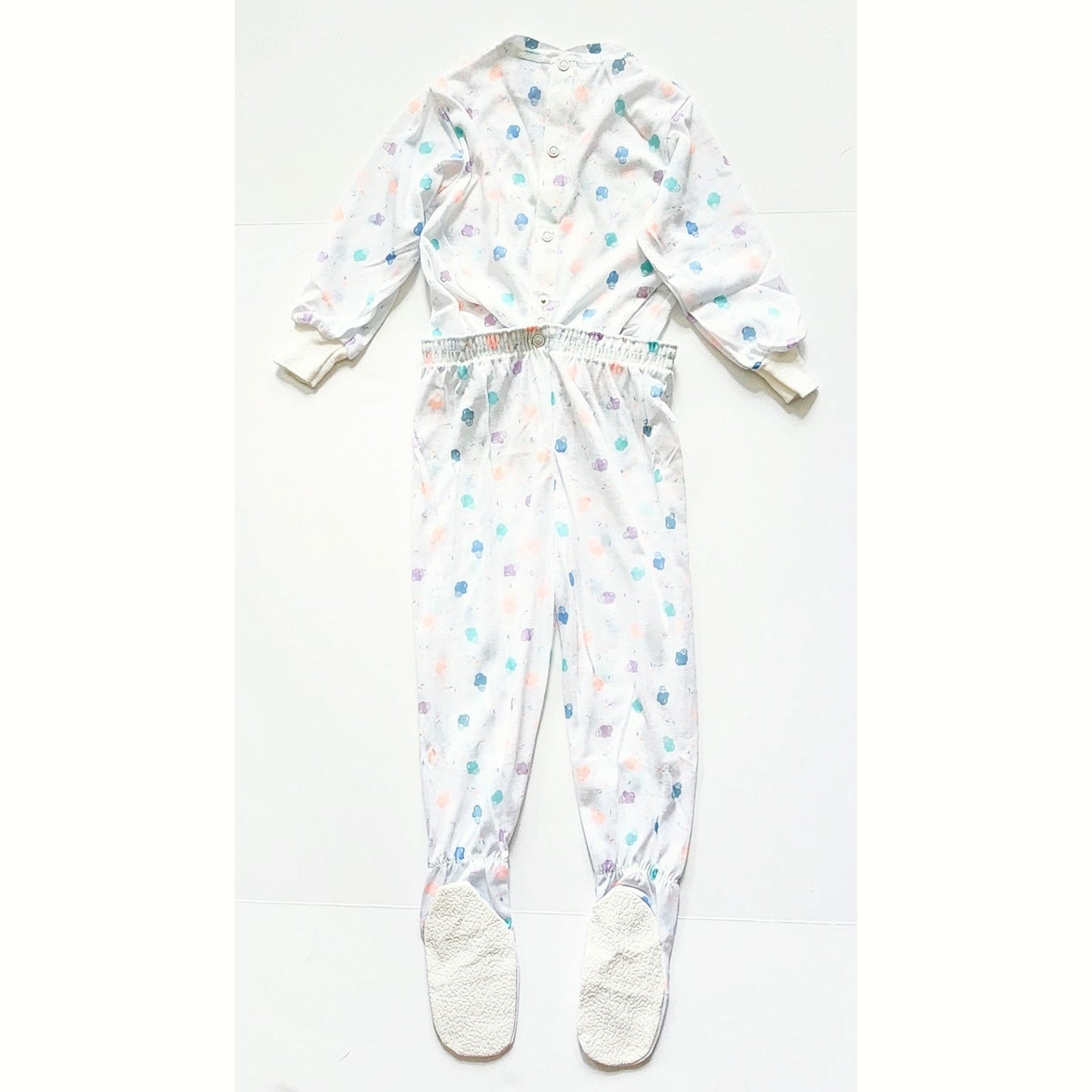 Vintage Carter's 1980s Toddler Pajamas – Long Sleeve Footies with Pastel Ice Cream Cones, Size 2T, Snap-Together 2-Piece Set, Made in USA