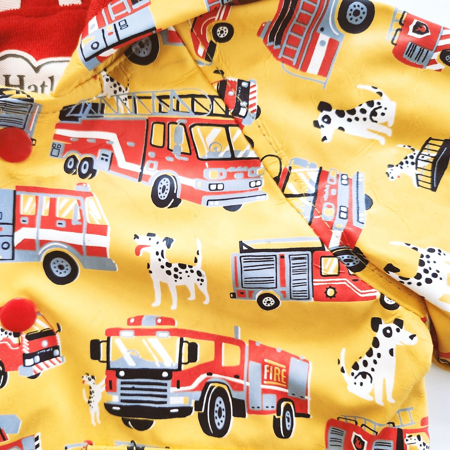Hatley Terry Cloth Lined Fire Engine Raincoat PVC-free | Baby Size 9–12 months