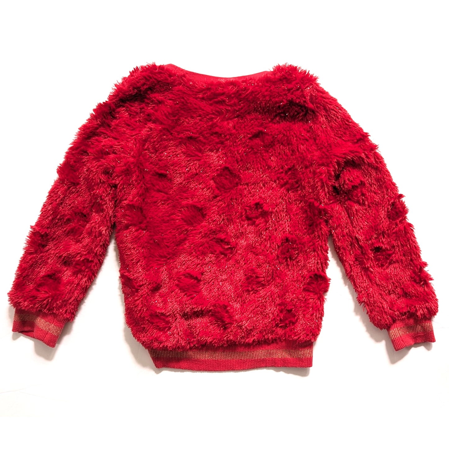 Nannette Kids Girls Red Fuzzy Sparkle Faux Fur Sweater Size 6 – Cozy & Festive