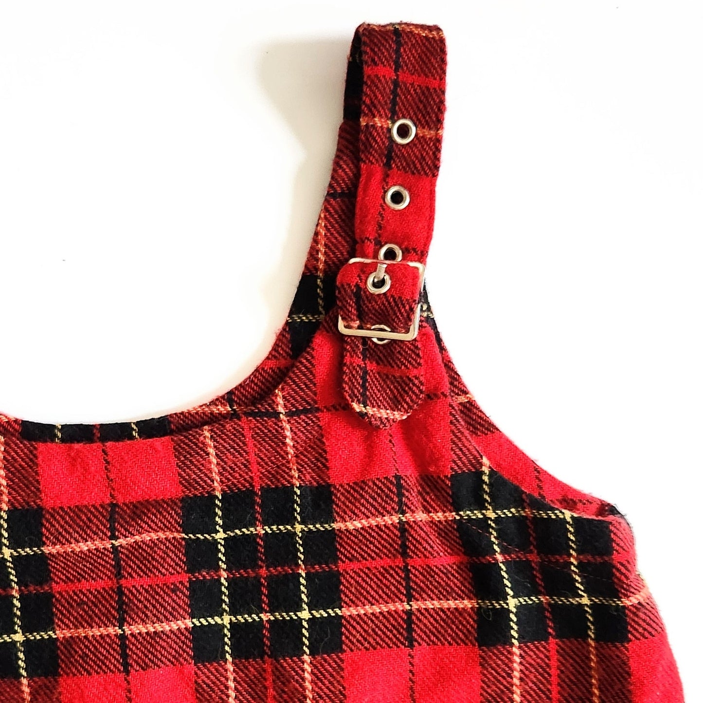 Vintage Talbots Kids Red Plaid Wool Jumper Dress Size 12 | 1990s Girls Wool Blend Shift Dress with Adjustable Straps | Preppy Holiday Outfit