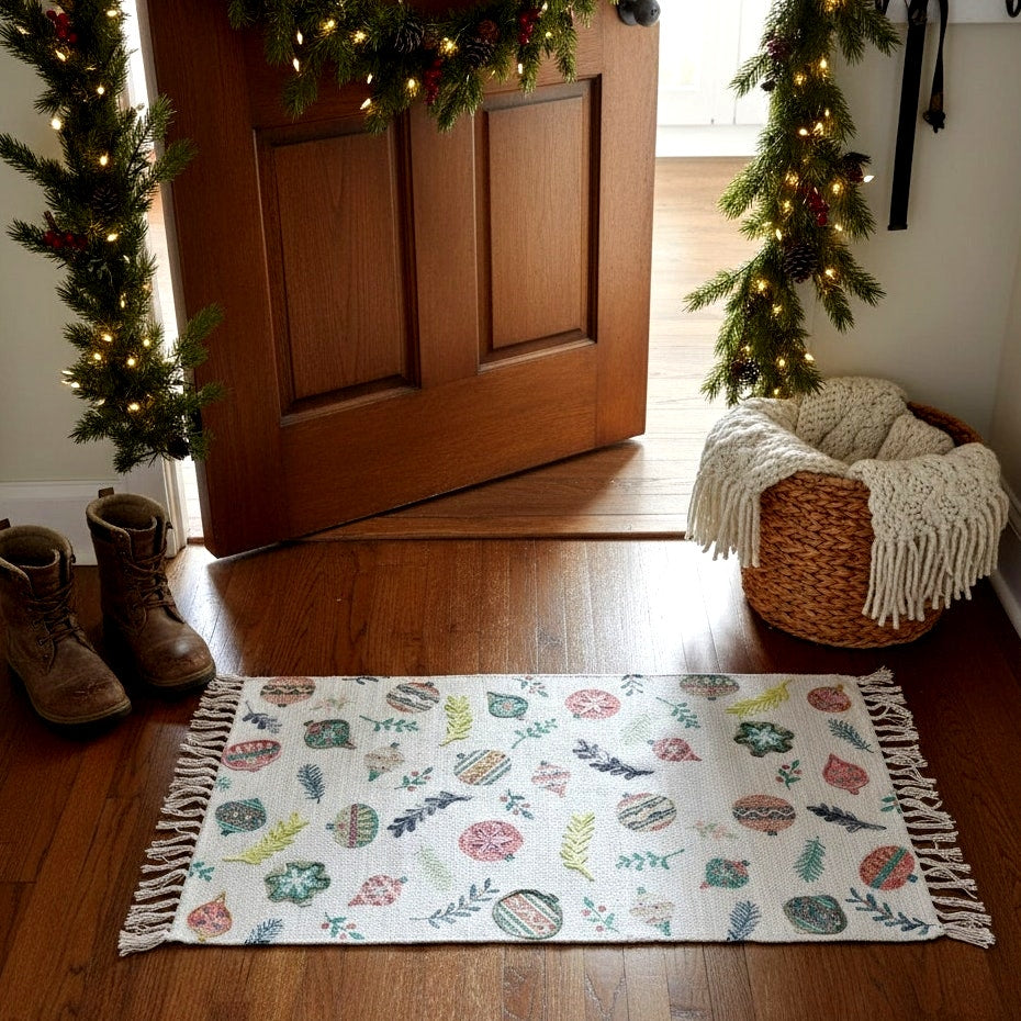 Washable Holiday Ornament Accent Rug | 27″ × 45″ (NWT)