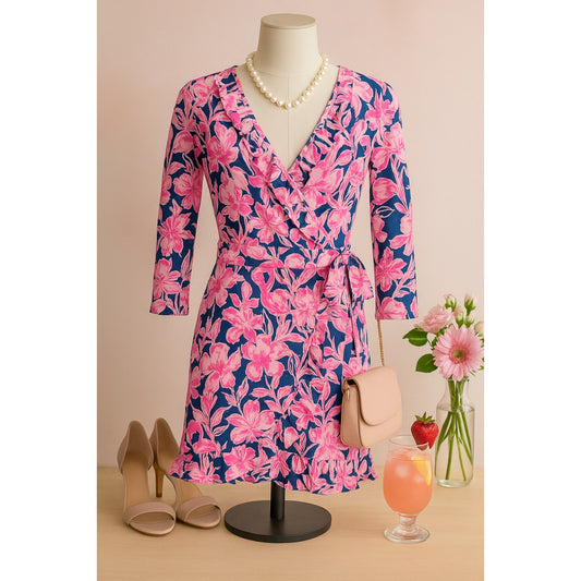 Lilly Pulitzer Jessalynne Romper in Inky Navy Flamingle Skort Dress Size XS