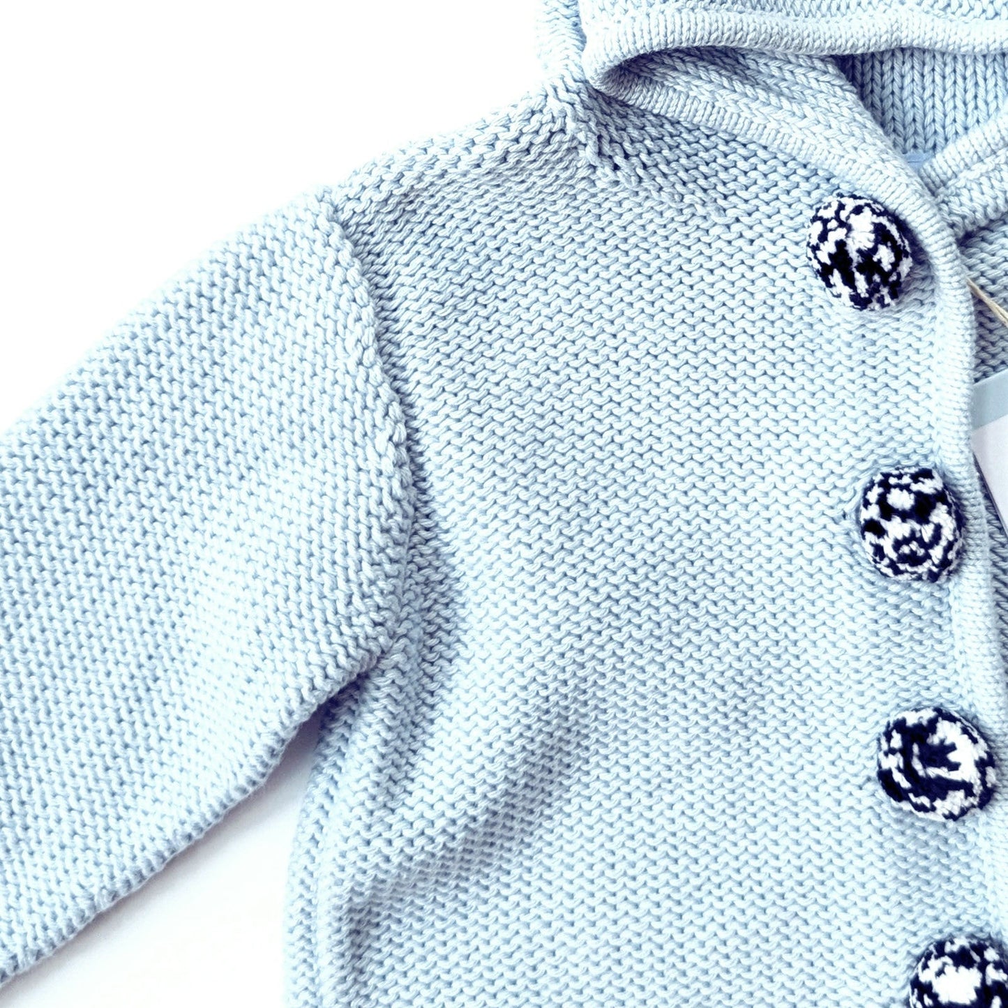 Bella Bliss Baby Blue Hooded Knit Cardigan w/ Pom Pom Buttons & Tassel | Size 18M | NWT