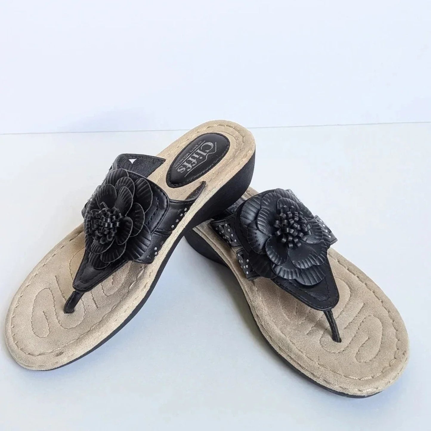 🖤 Cliffs By White Mountain Women’s Black Cynthia Sandals – Memory Foam Comfort – Womens Size 6.5