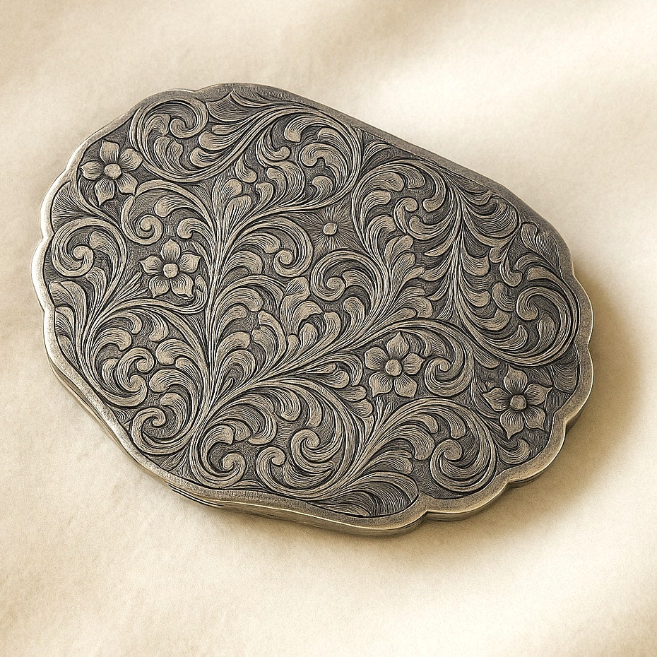 1920s Antique .800  Art Nouveau Silver Compact with Mirror