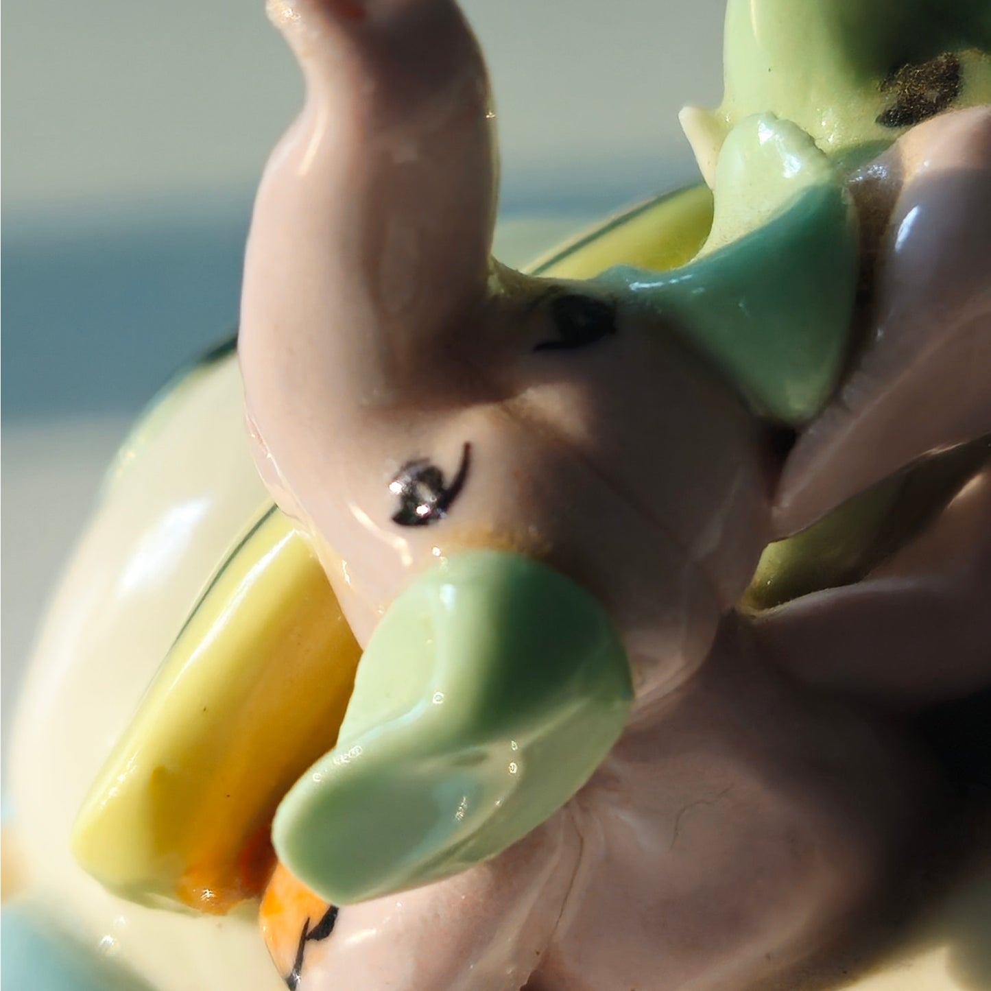 Vintage Ceramic Elephant Car Figurine