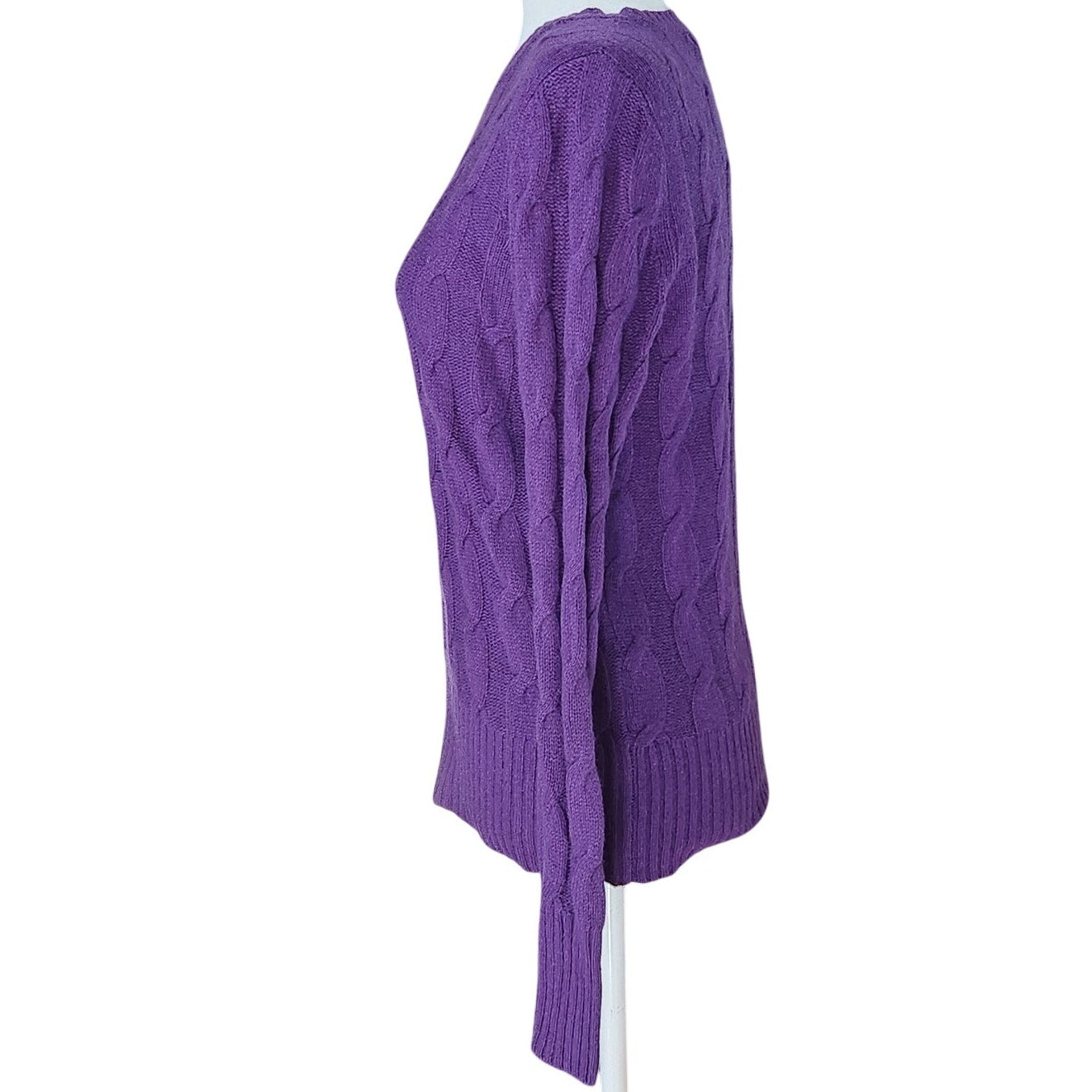 100% Cashmere Purple Cable Knit Sweater | Women's M