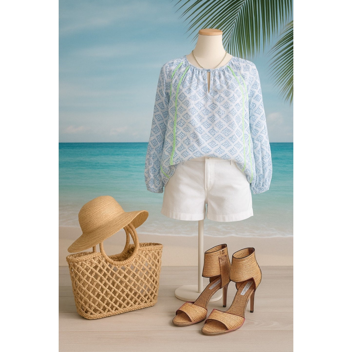 Roberta Roller Rabbit Lightweight Cotton Voile Long Sleeve Blouse Women's Size Small