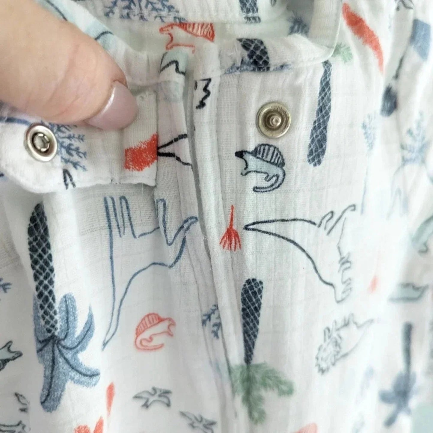 Dinotime Infant Long Sleeve Muslin Footie Zippy | Size 6-9 Months