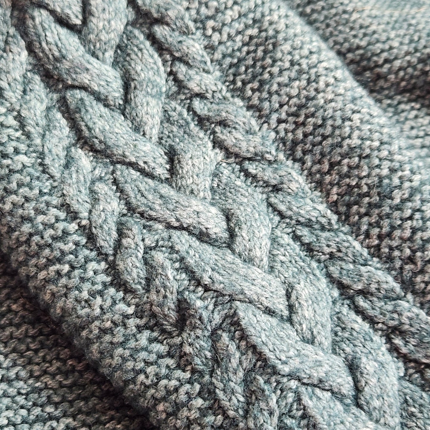 Green Cable Knit Wool Blend Sweater | Made in Ireland | Women's S