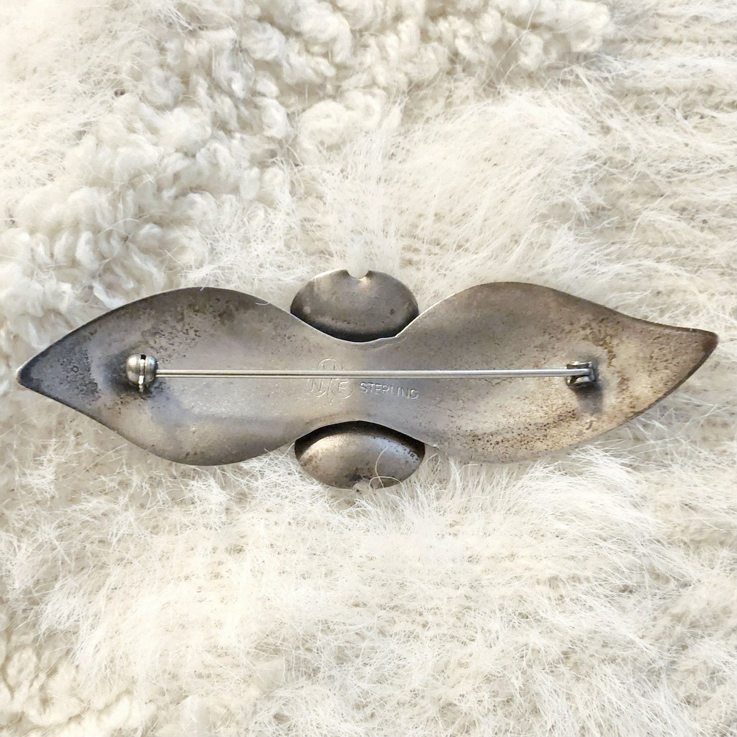 1940s Sterling Silver Dogwood Brooch | Handwrought Signed Silver Floral Pin