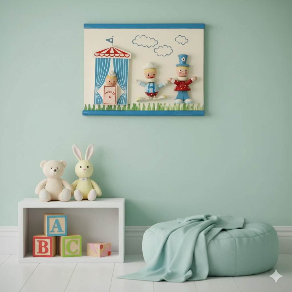 IRMI Originals Vintage 1950s Carnival Circus Clowns Wooden Nursery Wall Art | Home & Kids