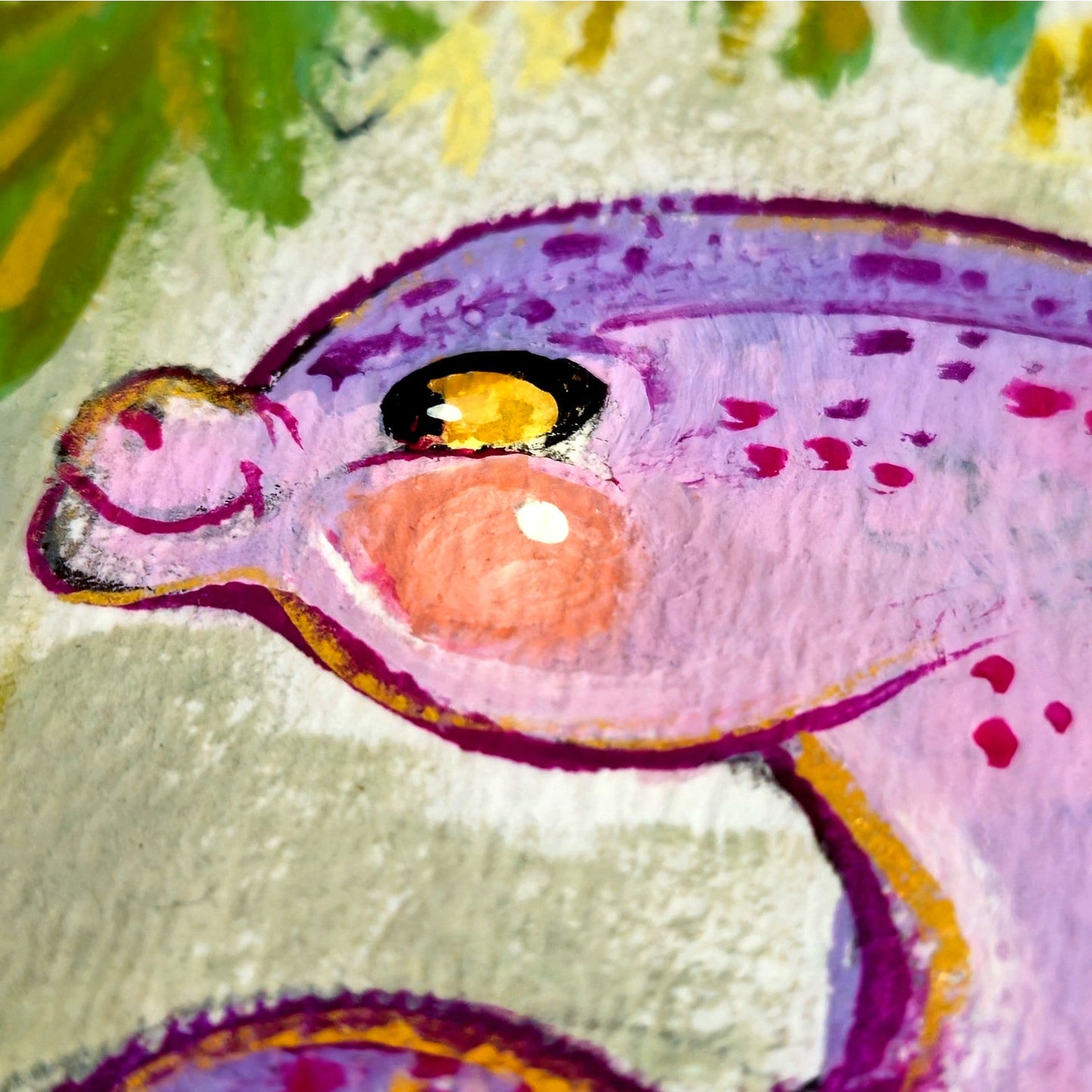 Original Framed Purple Kawaii Dinosaur Painting