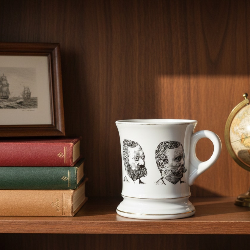 Vintage Mid-Century Viking Mustache Mug | 1960s–70s Pedestal Shaving Mug