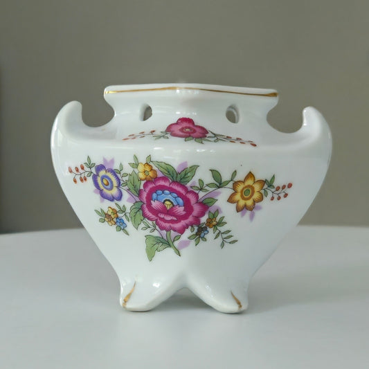 Vintage Japanese Porcelain Pagoda Posy or Incense Holder | 1950s–60s Footed Floral Bouquet Vase