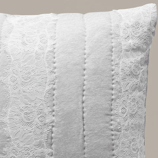 Anthropologie Gray Euro Sham Pillow Cover - Laced Jersey Collection - Discontinued Bedding